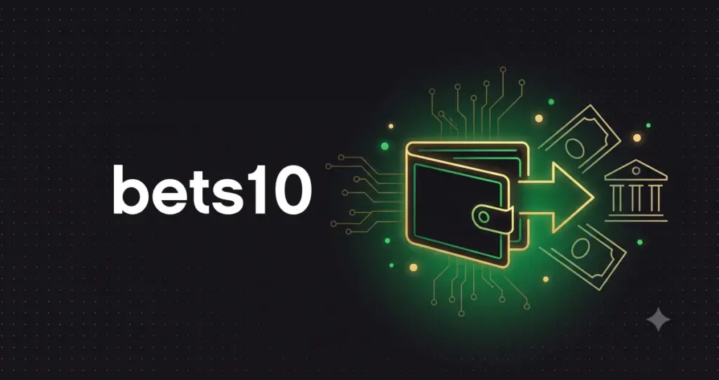 Bets10 para çekme için cüzdandan bankaya transfer ve banknot temalı görsel